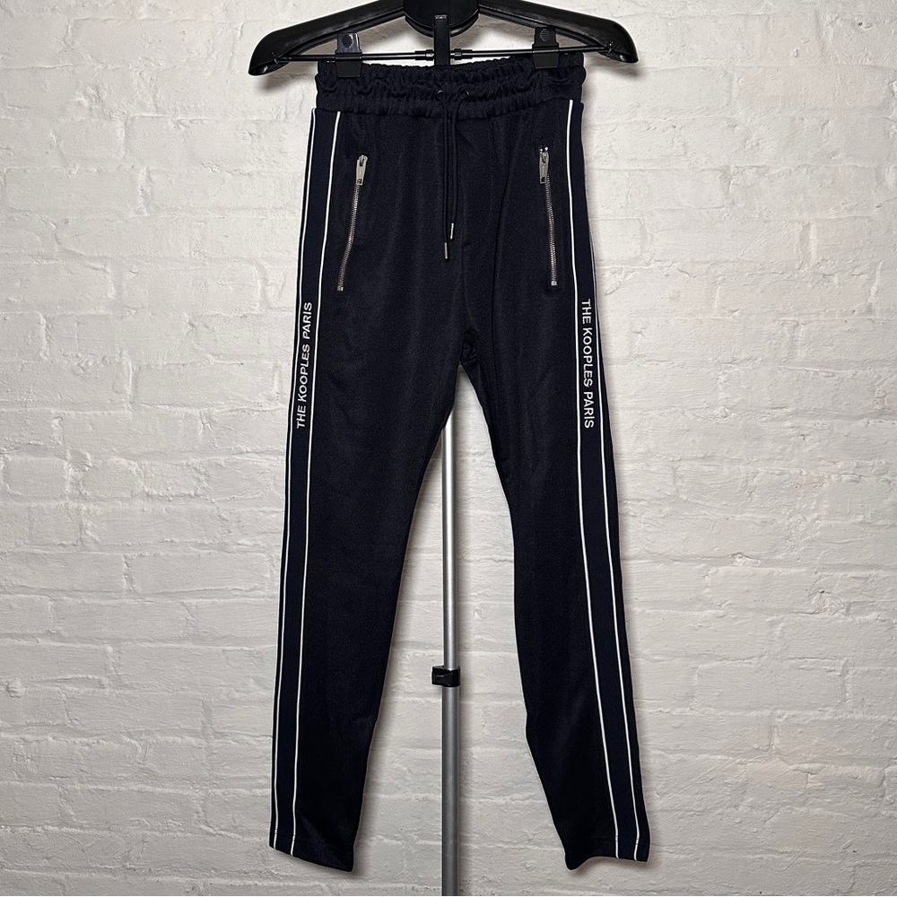 The Kooples logo stripe skinny navy sweatpants